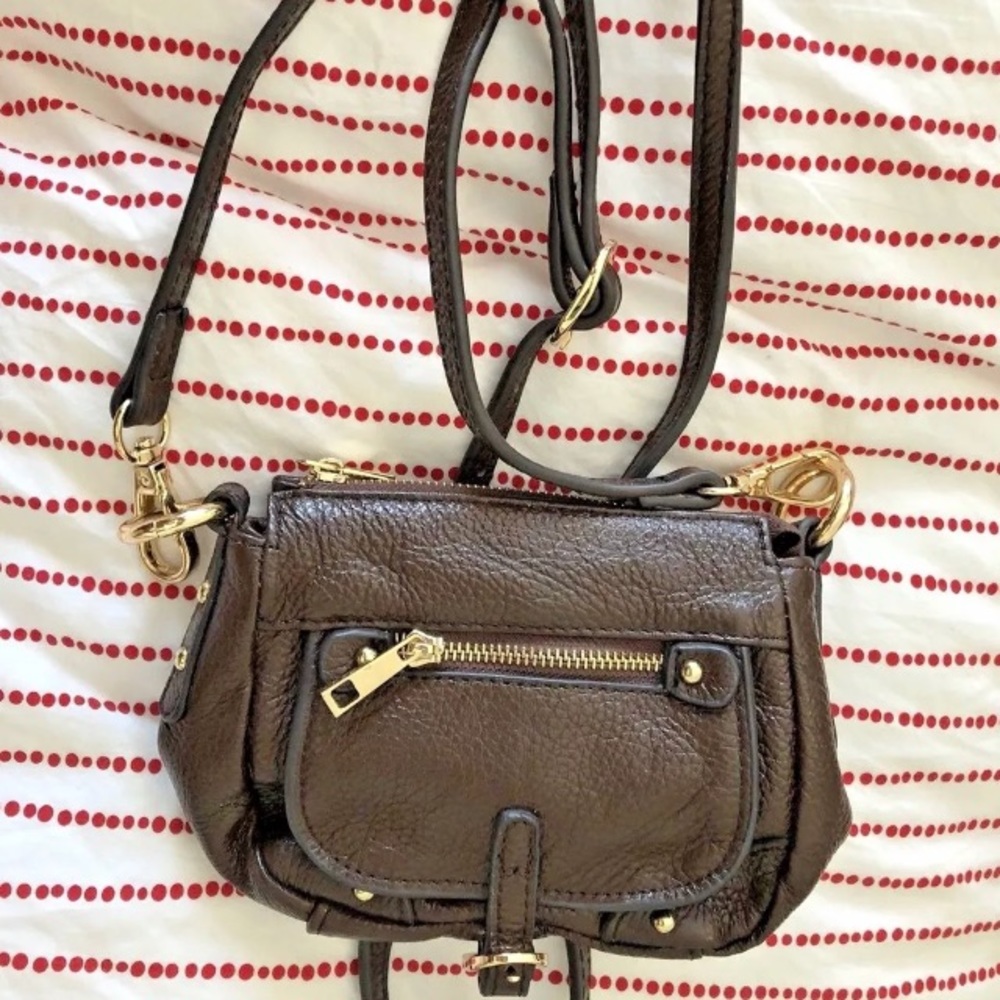 Mini crossbody bag - Brown leather - tiny bag